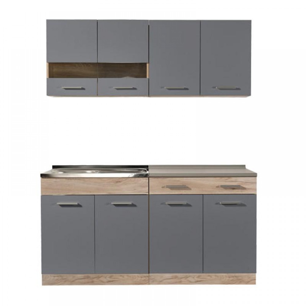 ΚΟΥΖΙΝΑ DALILA 160 GREY OAK / ΓΚΡΙ 160x51,5x206,5εκ