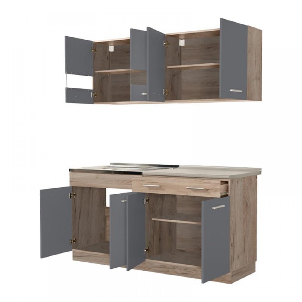ΚΟΥΖΙΝΑ DALILA 160 GREY OAK / ΓΚΡΙ 160x51,5x206,5εκ