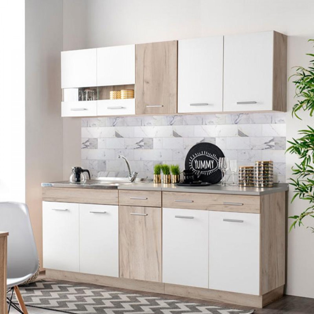 ΚΟΥΖΙΝΑ DALILA 80S GREY OAK / ΛΕΥΚΟ 80x51,5x206,5εκ