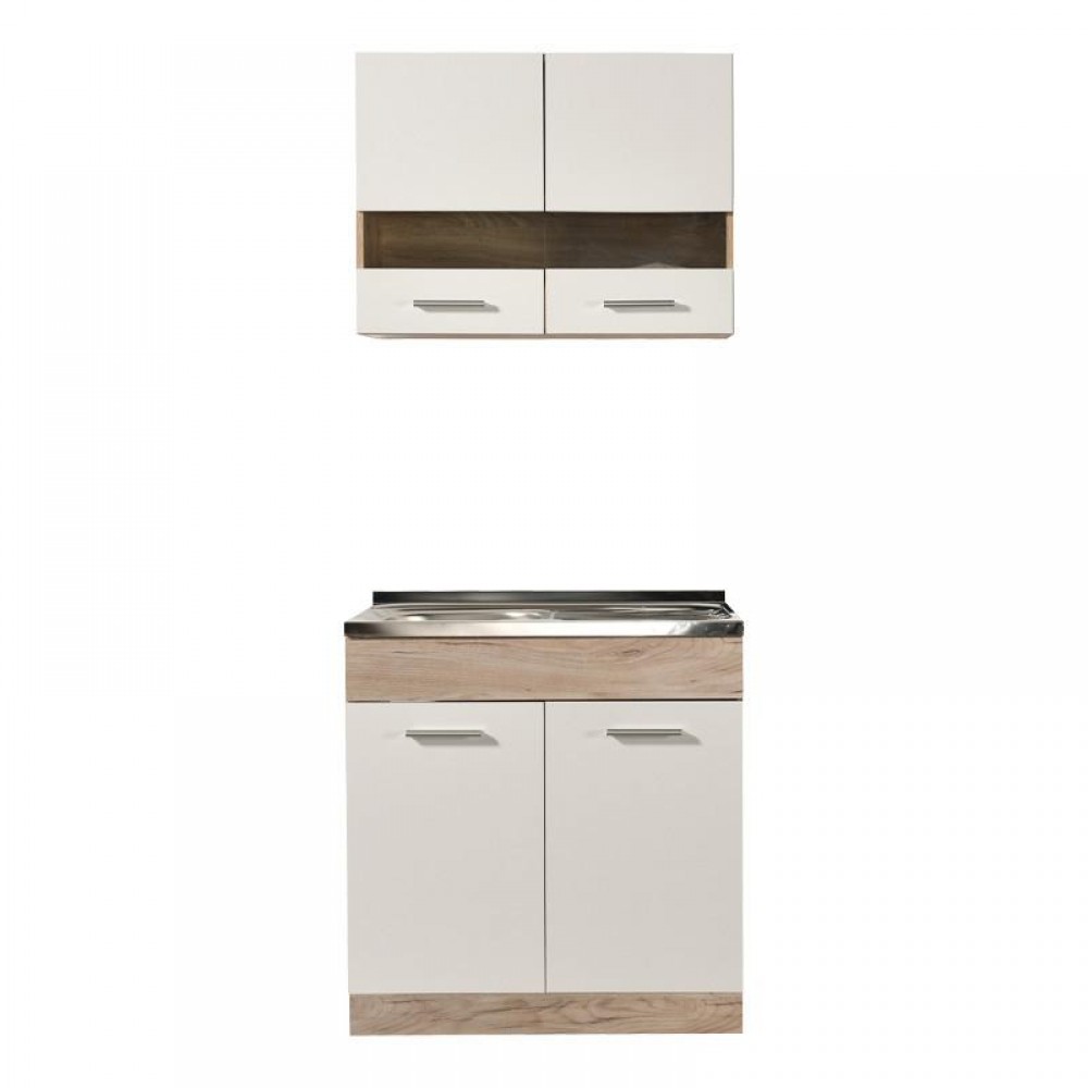 ΚΟΥΖΙΝΑ DALILA 80S GREY OAK / ΛΕΥΚΟ 80x51,5x206,5εκ