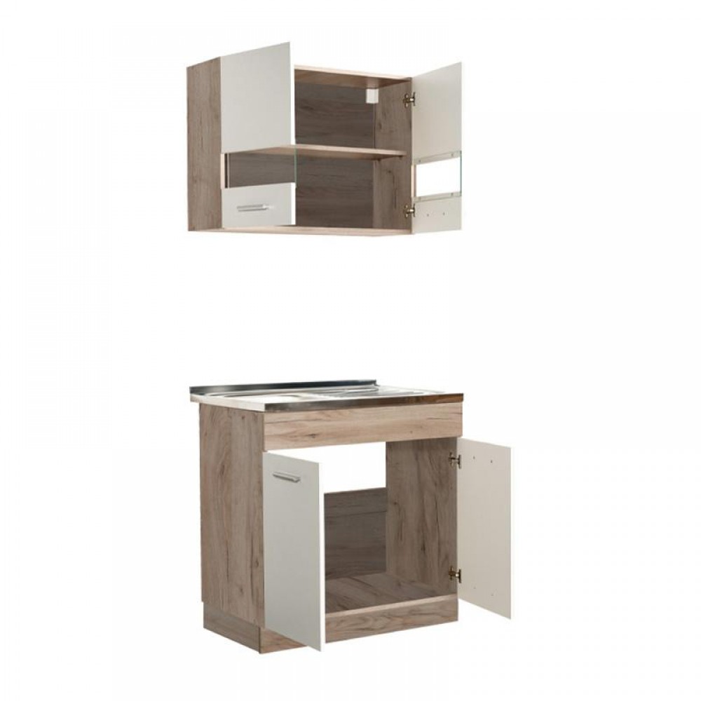 ΚΟΥΖΙΝΑ DALILA 80S GREY OAK / ΛΕΥΚΟ 80x51,5x206,5εκ