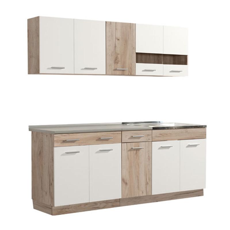 ΚΟΥΖΙΝΑ DALILA 200 GREY OAK / ΛΕΥΚΟ 200x51,5x206,5εκ