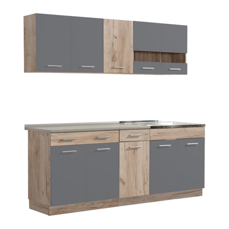 ΚΟΥΖΙΝΑ DALILA 200 GREY OAK / ΓΚΡΙ 200x51,5x206,5εκ