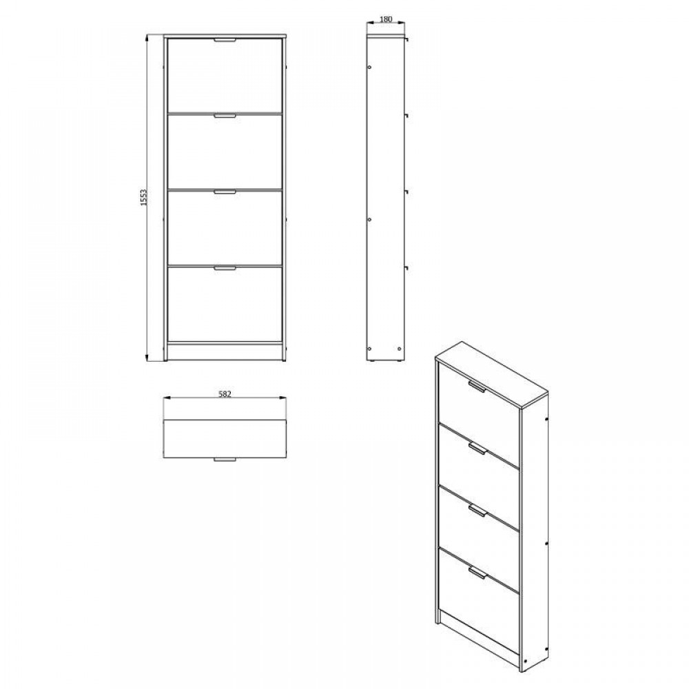 ΠΑΠΟΥΤΣΟΘΗΚΗ Base 14 GREY OAK 58x18x156εκ