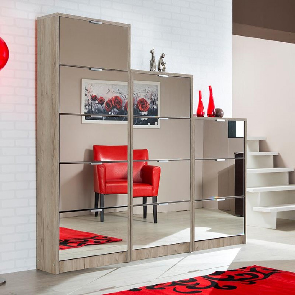 ΠΑΠΟΥΤΣΟΘΗΚΗ Hugo 23 Grey Oak ΜΕ ΚΑΘΡΕΦΤΗ 67x28x119εκ
