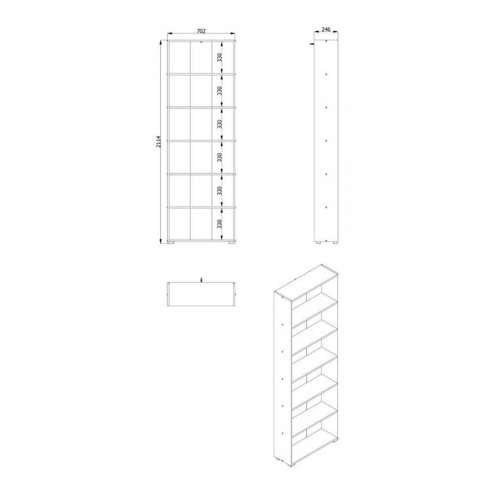 ΒΙΒΛΙΟΘΗΚΗ TOMAR 6 ΛΕΥΚΟ 70x24,5x211,5εκ
