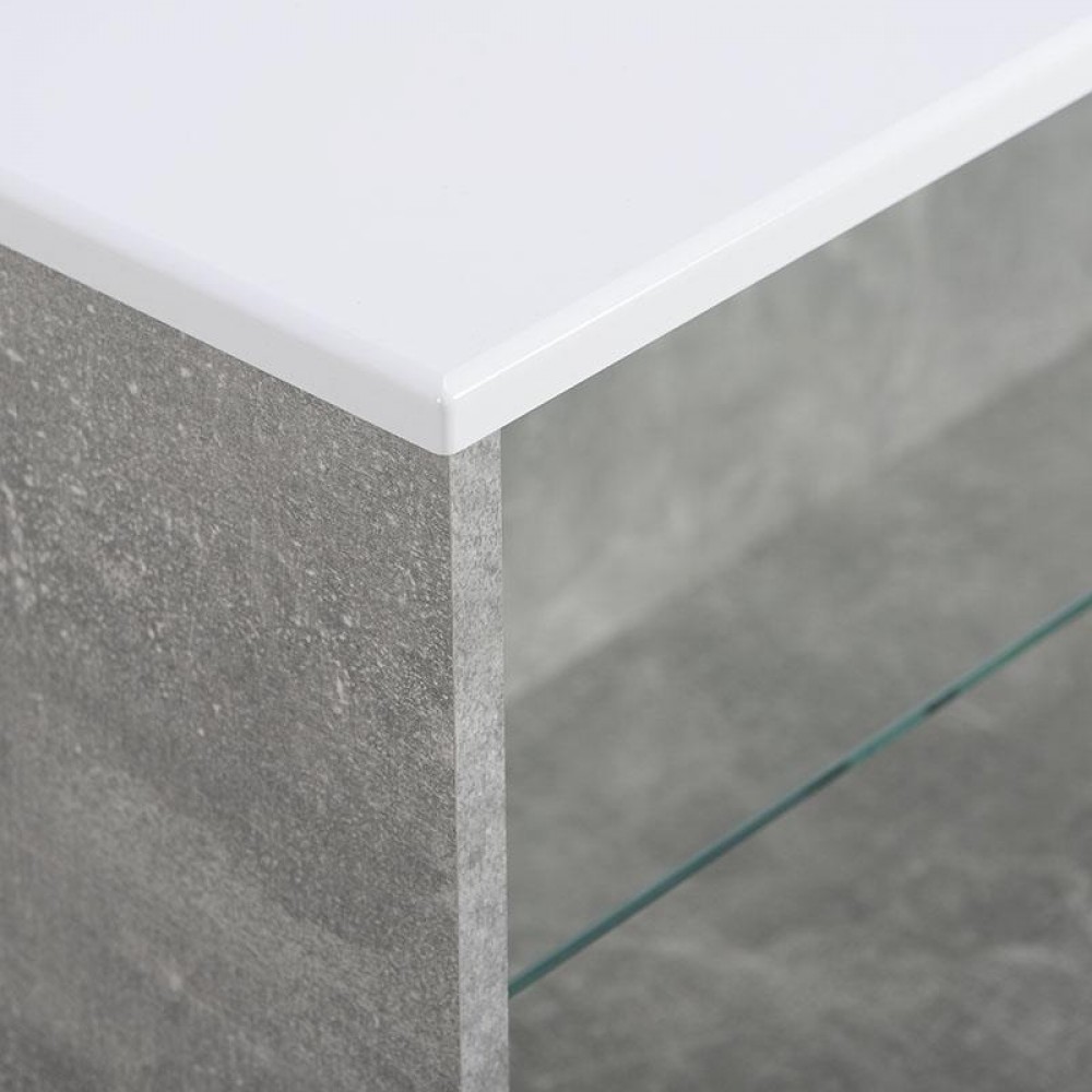 ΤΡΑΠΕΖΑΚΙ ΣΑΛΟΝΙΟΥ BERT ΓΚΡΙ CONCRETE-ΛΕΥΚΗ ΛΑΚΑ 101x60x45εκ