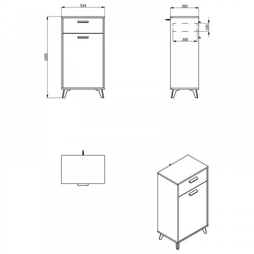 ΕΠΙΠΛΟ ΧΩΛ UMBRIA 1K1F GREY OAK 54x35x101εκ fxtr