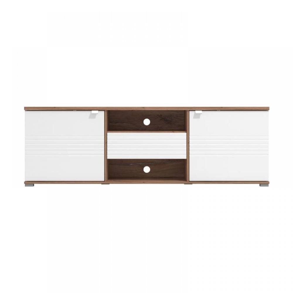 ΕΠΙΠΛΟ ΤΗΛΕΟΡΑΣΗΣ GRENOBLE ΛΕΥΚΟ-FLAGSTAFF OAK-ΛΕΥΚΟ HIGH GLOSS FOIL 176x40x57εκ