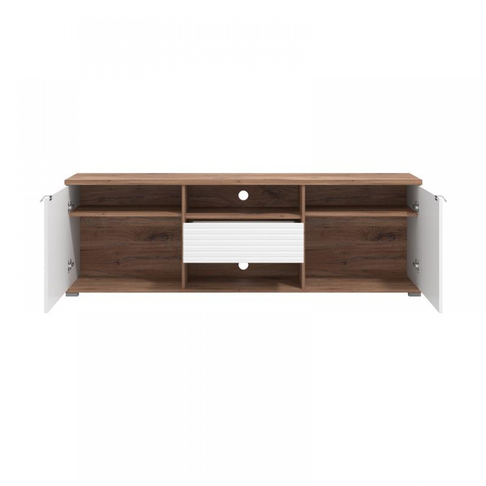 ΕΠΙΠΛΟ ΤΗΛΕΟΡΑΣΗΣ GRENOBLE ΛΕΥΚΟ-FLAGSTAFF OAK-ΛΕΥΚΟ HIGH GLOSS FOIL 176x40x57εκ