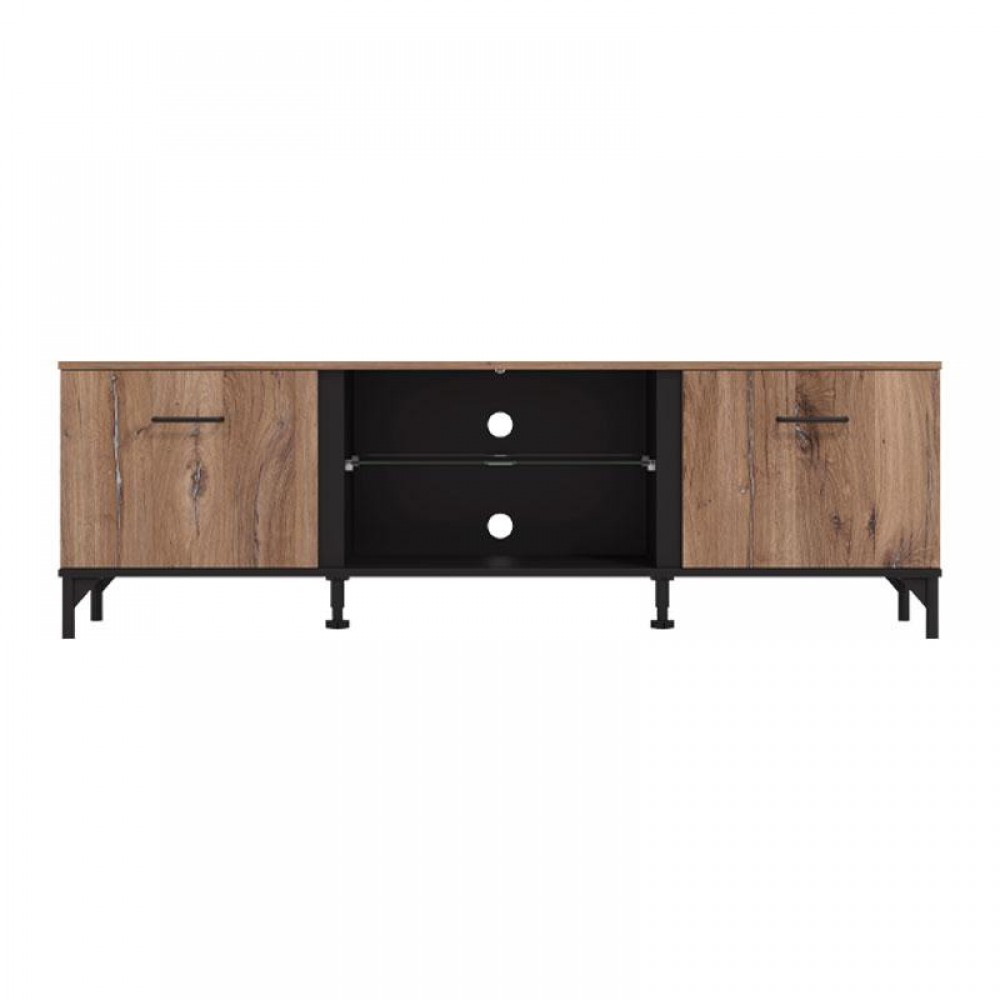 ΕΠΙΠΛΟ TV CORSICA 170 FLAGSTAFF OAK-ΜΑΥΡΟ 170,5x42x53,5εκ