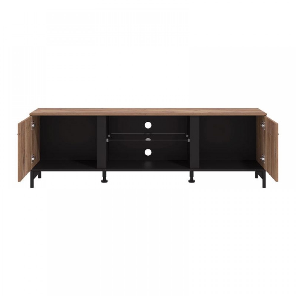ΕΠΙΠΛΟ TV CORSICA 170 FLAGSTAFF OAK-ΜΑΥΡΟ 170,5x42x53,5εκ