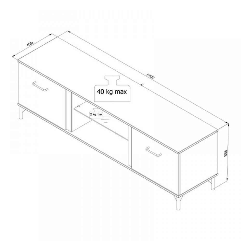 ΕΠΙΠΛΟ TV CORSICA 170 FLAGSTAFF OAK-ΜΑΥΡΟ 170,5x42x53,5εκ