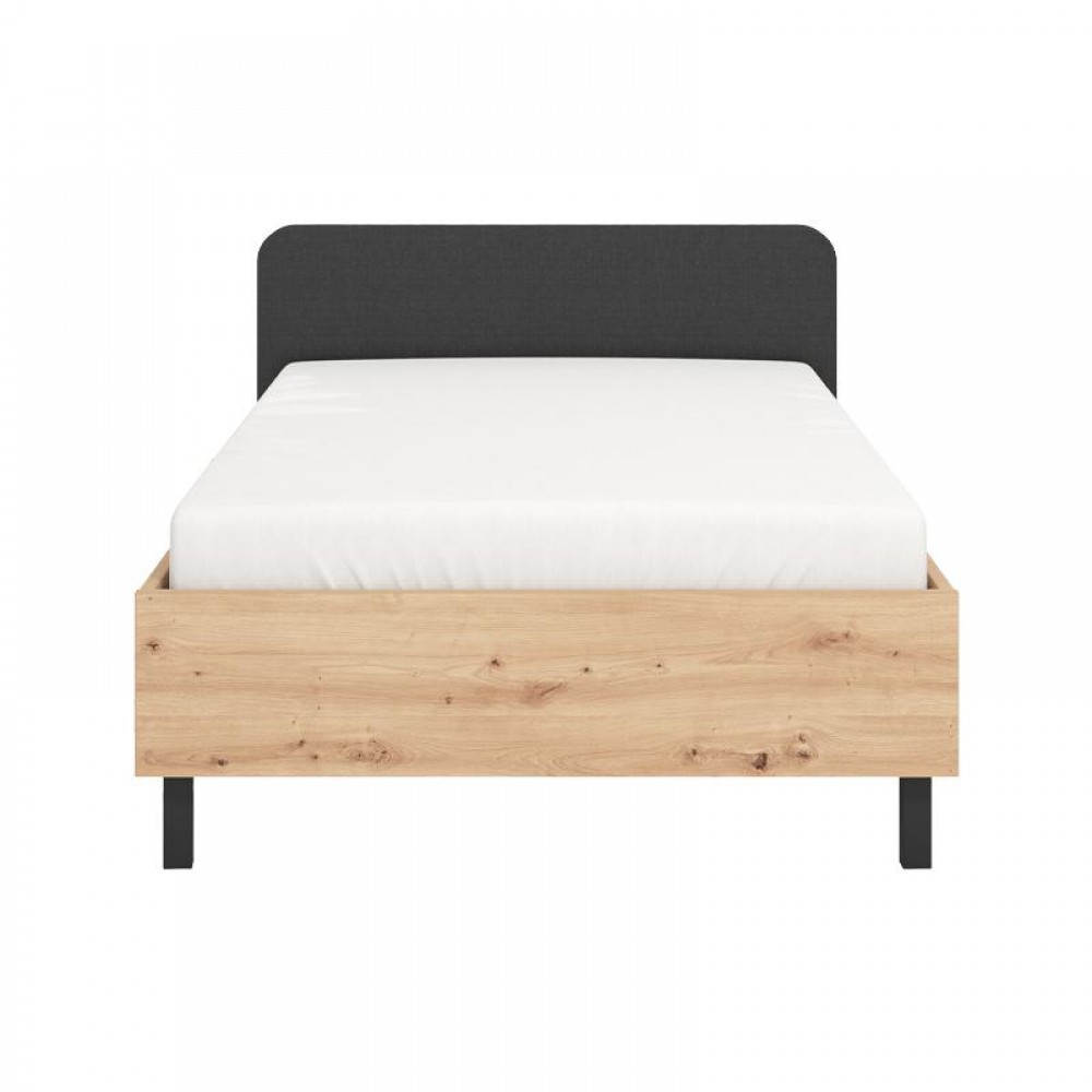 ΚΡΕΒΑΤΙ BARLETTA 120 ARTISAN ΜΕ ΓΚΡΙ ΥΦΑΣΜΑ ΜΑΥΡΑ ΠΟΔΙΑ 131x213,5x85,5εκ (120x200)