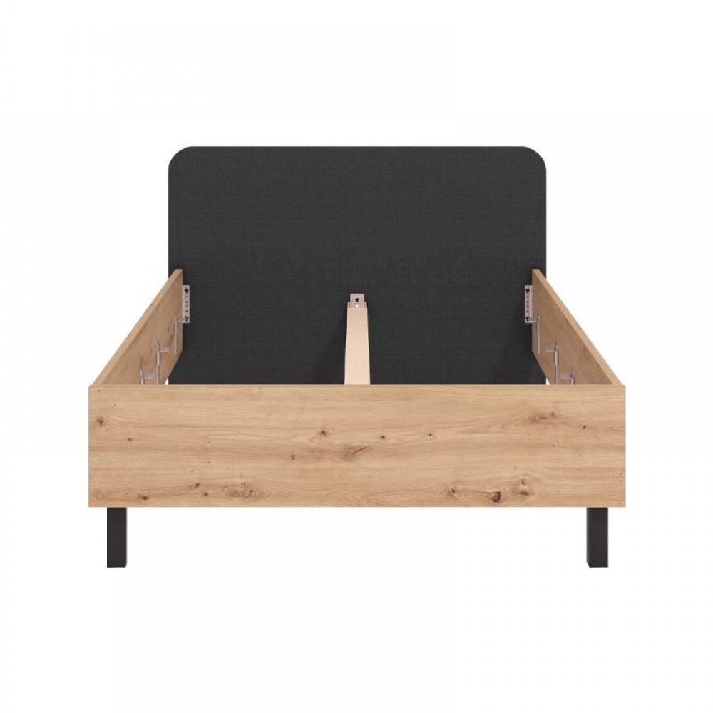ΚΡΕΒΑΤΙ BARLETTA 120 ARTISAN ΜΕ ΓΚΡΙ ΥΦΑΣΜΑ ΜΑΥΡΑ ΠΟΔΙΑ 131x213,5x85,5εκ (120x200)