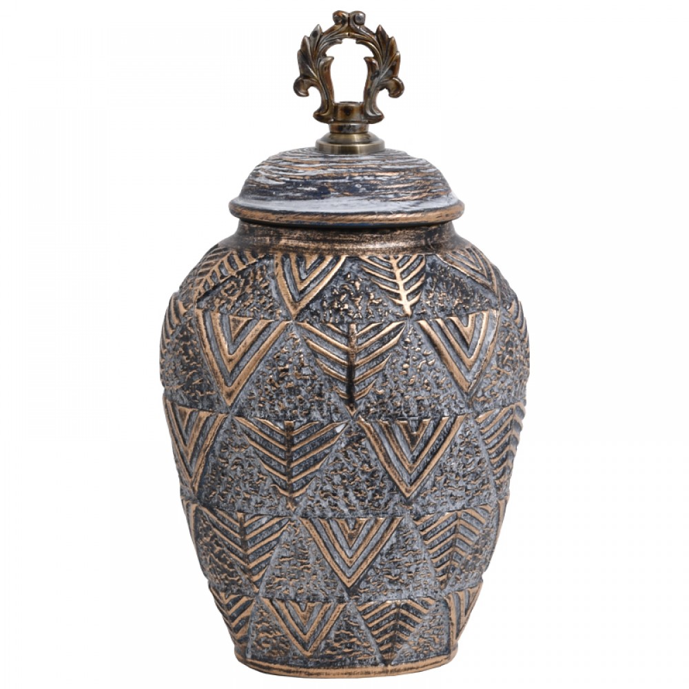 ΚΕΡΑΜΙΚΟ ΒΑΖΟ Fylliana 818684 ΓΚΡΙ-ΧΡΥΣΟ 20x17x34εκ