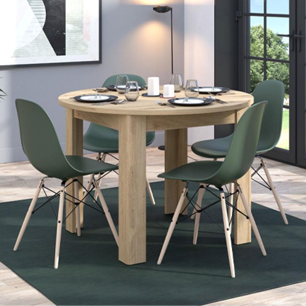 ΣΤΡΟΓΓΥΛΟ ΤΡΑΠΕΖΙ ΤΡΑΠΕΖΑΡΙΑΣ ANCONA ARTISAN OAK ΧΡΩΜΑ 109x109x77εκ