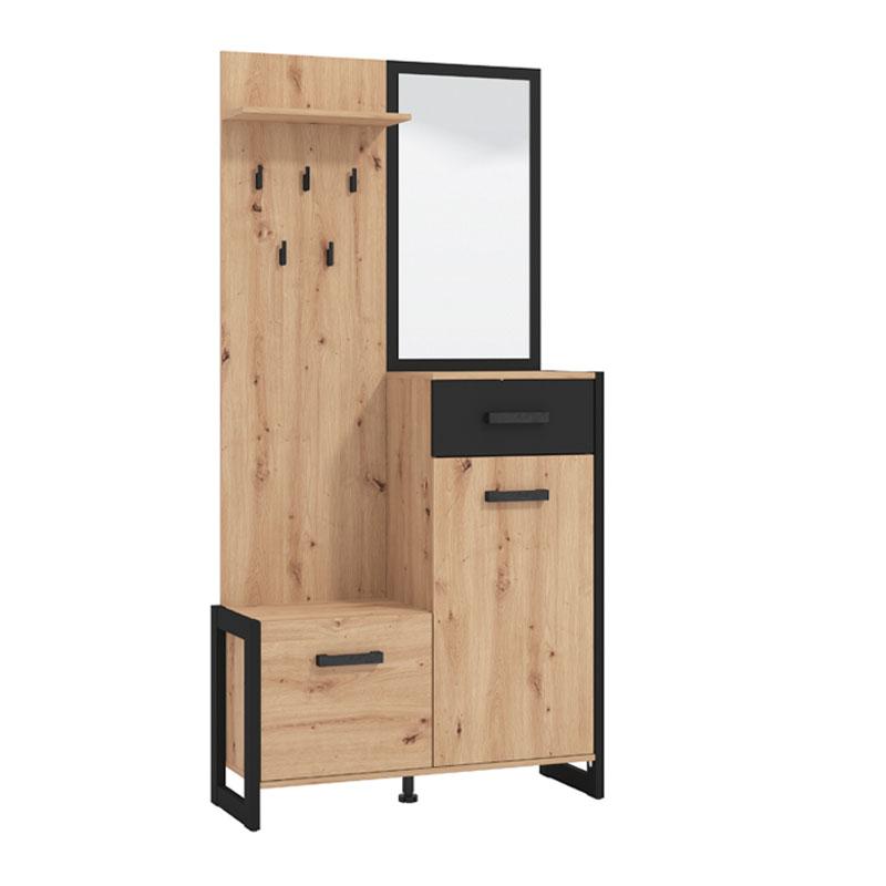 ΕΠΙΠΛΟ ΧΩΛ ΜΕ ΚΑΘΡΕΦΤΗ OLERON ARTISAN-ΜΑΥΡΟ-ΜΑΥΡΟ ΜΑΤ FOIL 94x33x191εκ fxtr