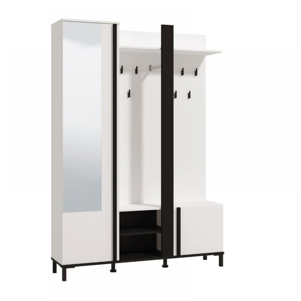 ΕΠΙΠΛΟ ΧΩΛ ΜΕ ΚΑΘΡΕΦΤΗ NINO SURFSIDE-ΜΑΥΡΟ-ΜΑΥΡΟ ΜΑΤ FOIL 134,5x33x192εκ fxtr