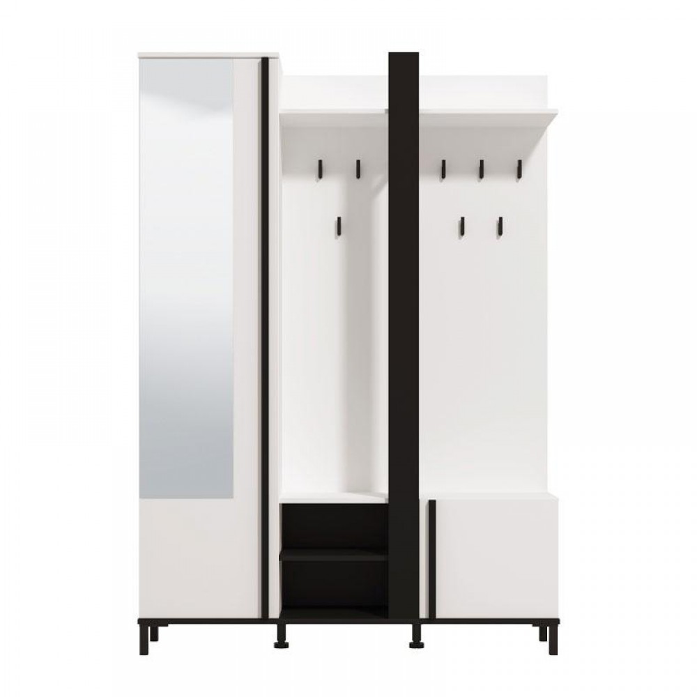 ΕΠΙΠΛΟ ΧΩΛ ΜΕ ΚΑΘΡΕΦΤΗ NINO SURFSIDE-ΜΑΥΡΟ-ΜΑΥΡΟ ΜΑΤ FOIL 134,5x33x192εκ fxtr