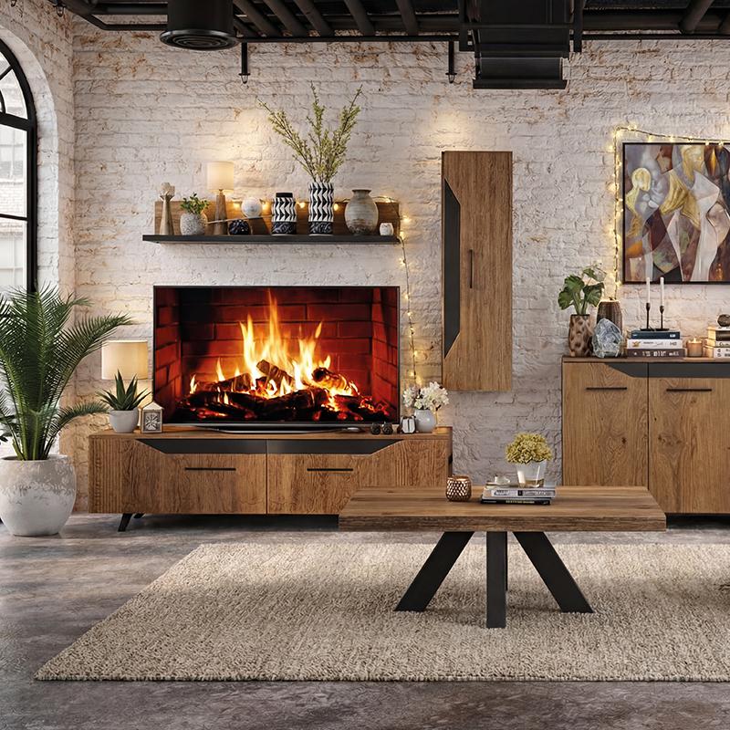 ΕΠΙΠΛΟ TV Fylliana Jakarta ΜΕ ΚΑΠΛΑΜΑ ΔΡΥΟΣ ΡΟΥΣΤΙΚ 170x40x55εκ