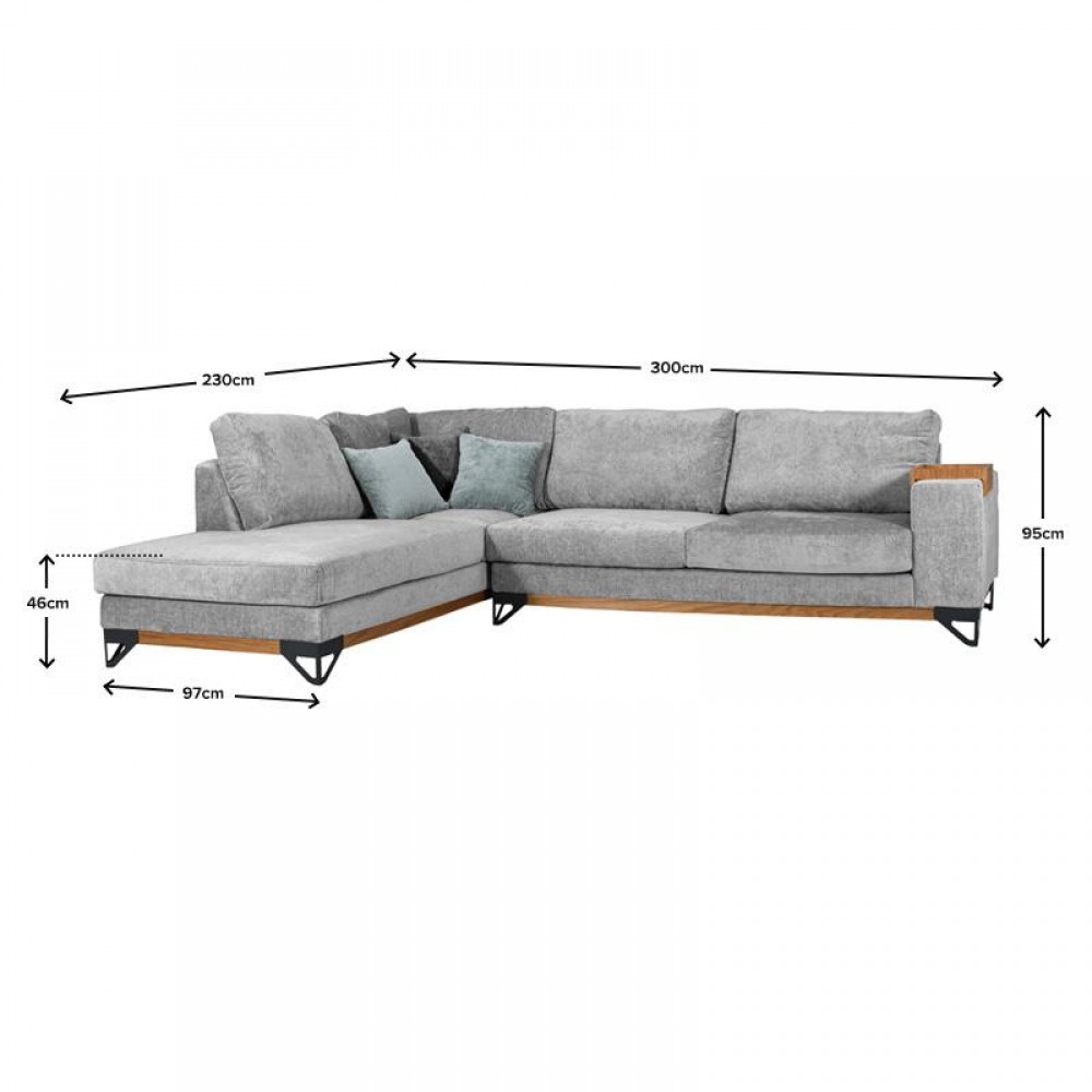 ΚΑΝΑΠΕΣ Fylliana Angelo ΑΡΙΣΤΕΡΗ ΓΩΝΙΑ ΓΚΡΙ 300x230x95