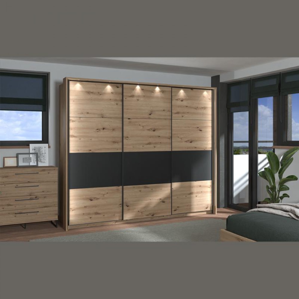 ΝΤΟΥΛΑΠΑ SARDINIA 270 ARTISAN OAK / ΜΑΥΡΟ 262.5x65.5x224εκ