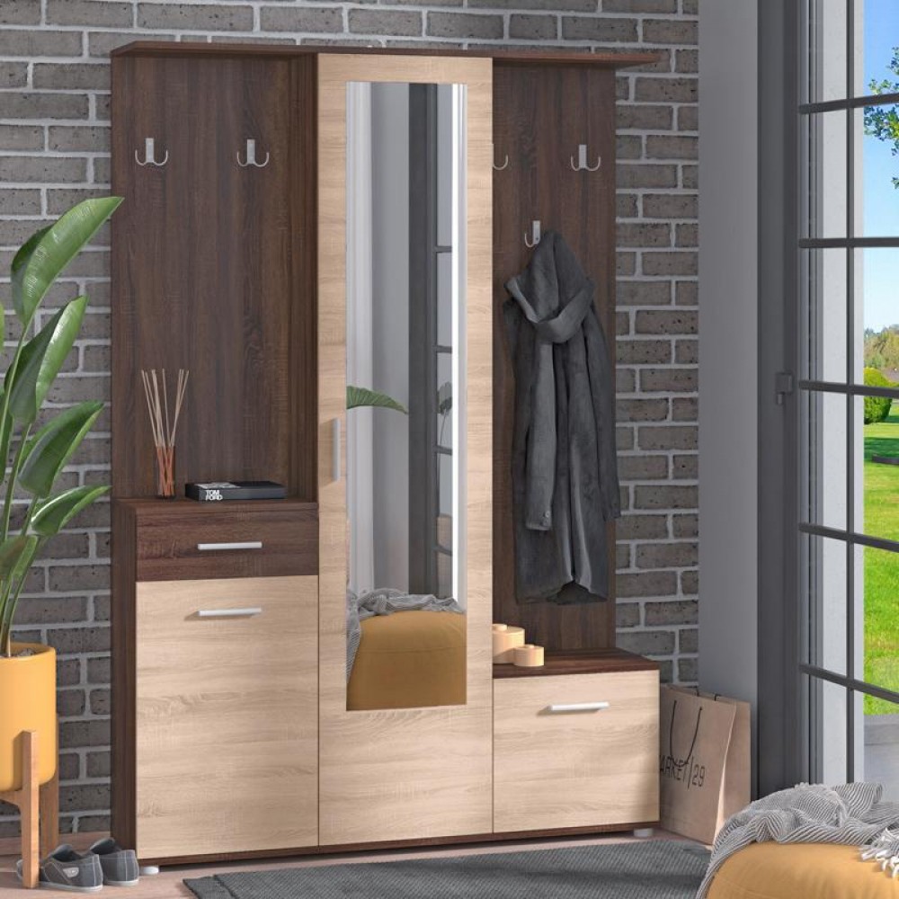 ΣΤΑΝΤ ΧΩΛ ΚΑΙ ΠΑΠΟΥΤΣΟΘΗΚΗ MARTIN DARK SONOMA/SONOMA 133,5x33x197,5εκ fxtr