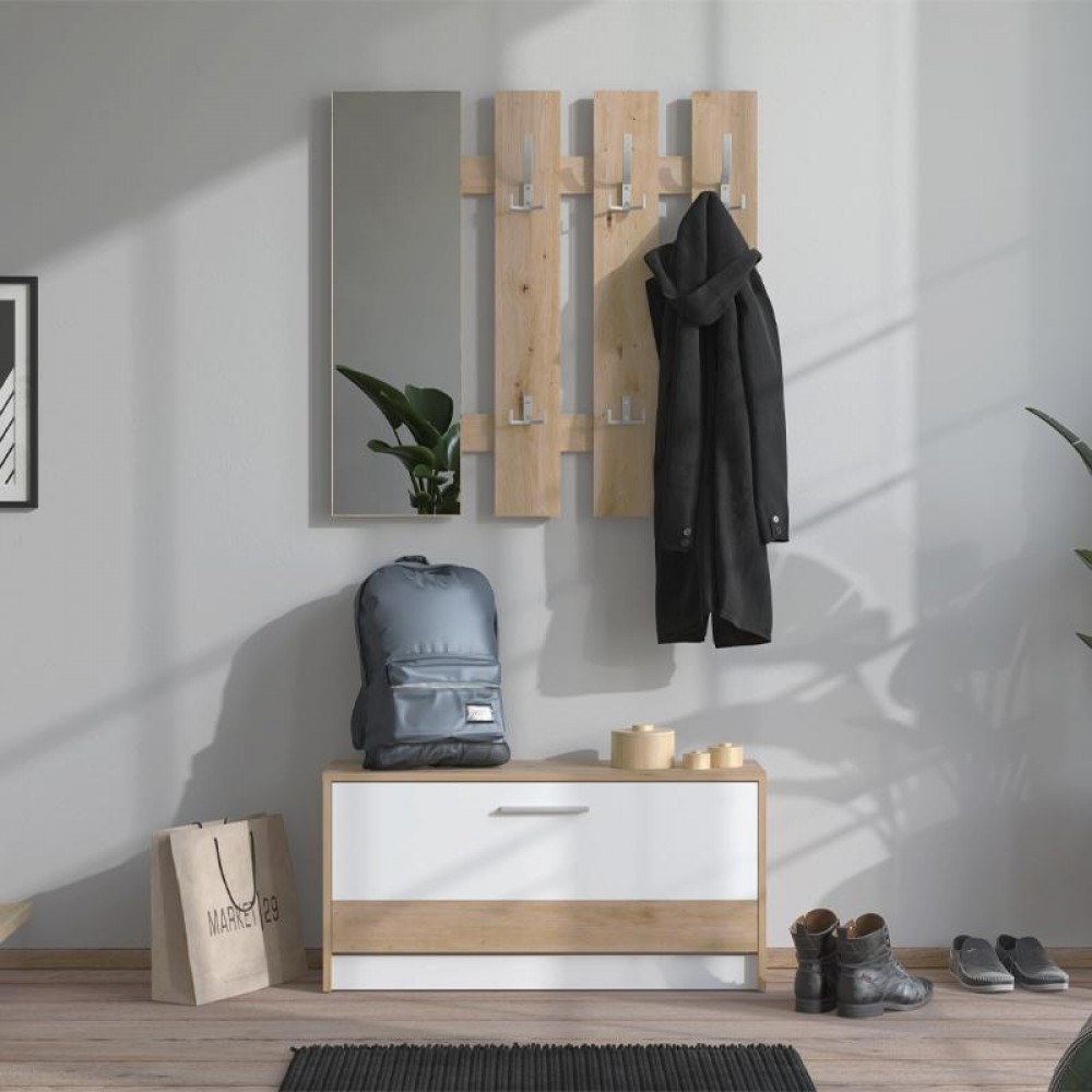 ΣΤΑΝΤ ΓΙΑ ΧΩΛ RIMINI ARTISAN OAK-ΛΕΥΚΟ 92x28x202εκ fxtr