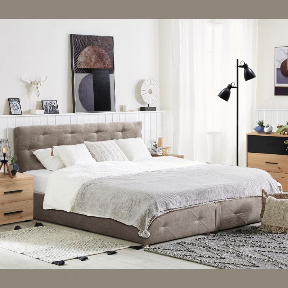 ΚΡΕΒΑΤΙ ΜΕ ΠΑΤΩΜΑ Fylliana Libert ΜΠΕΖ ΧΡΩΜΑ 170x220x110εκ