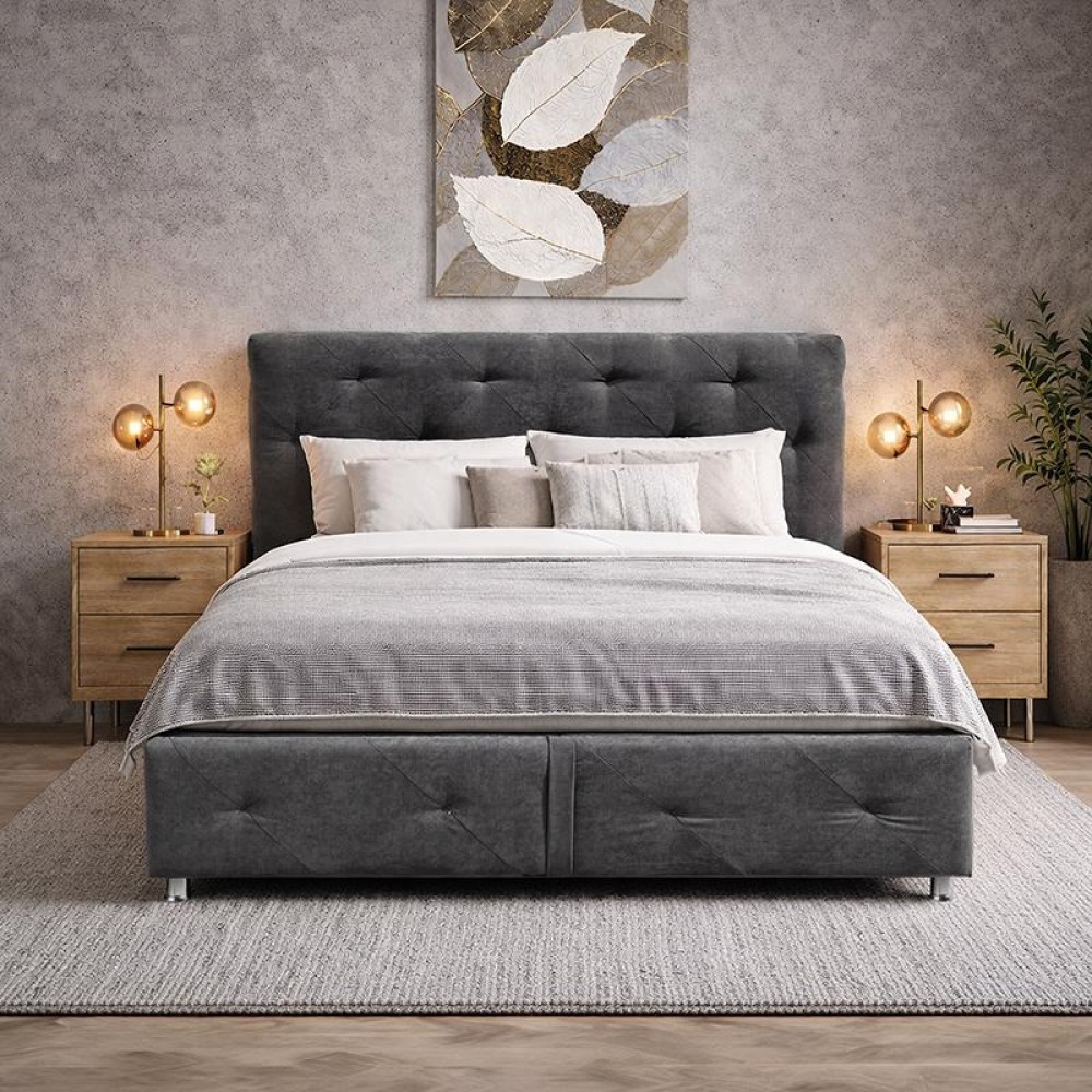 ΚΡΕΒΑΤΙ ΜΕ ΠΑΤΩΜΑ Fylliana Libert ΓΚΡΙ ΧΡΩΜΑ 170x220x110εκ