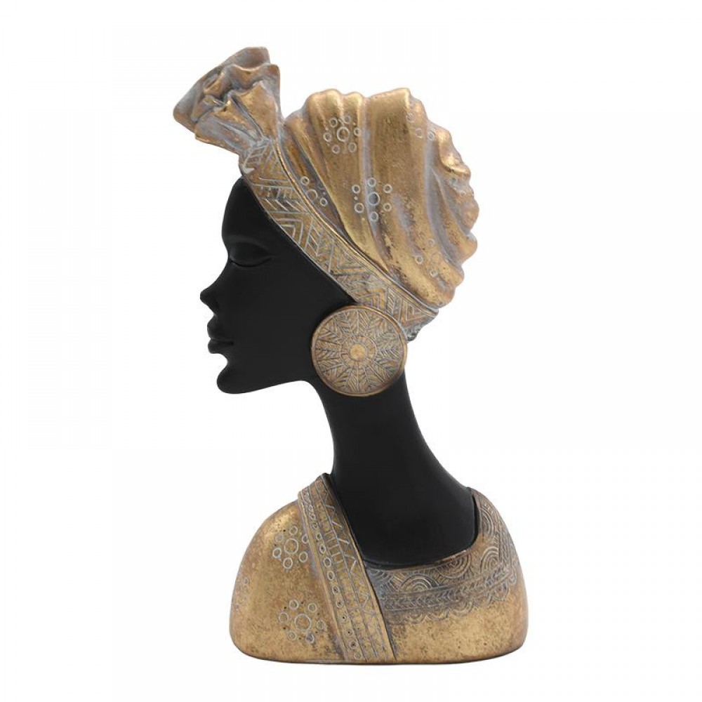 ΕΠΙΤΡΑΠΕΖΙΑ ΔΙΑΚΟΣΜΗΤΙΚΗ ΦΙΓΟΥΡΑ Fylliana FL98739 African lady ΜΑΥΡΟ-ΧΡΥΣΟ ΧΡΩΜΑ 16x7x27εκ