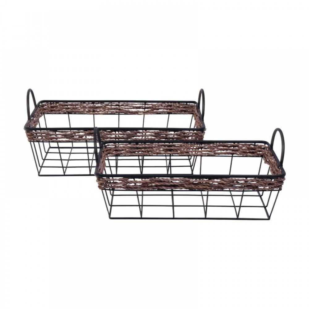 ΣΕΤ 2 ΜΕΤΑΛΛΙΚΑ ΚΑΛΑΘΙΑ Fylliana ΜΑΥΡΟ ΧΡΩΜΑ 42x28x18,5εκ