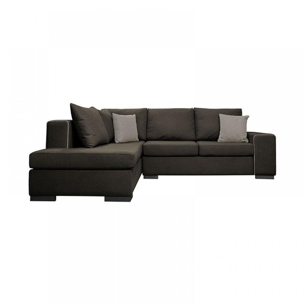 ΚΑΝΑΠΕΣ ΓΩΝΙΑ ΑΡΙΣΤΕΡΗ Fylliana New Toulouse TAUPE ΥΦΑΣΜΑ ΜΕ MOCCA ΜΑΞΙΛΑΡΙΑ 260x205x93εκ