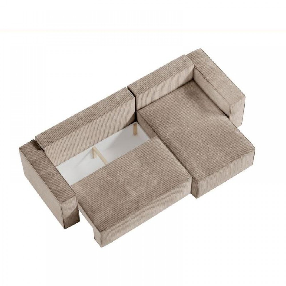 ΚΑΝΑΠΕΣ ΓΩΝΙΑ Fylliana New Isabella ΜΠΕΖ ΧΡΩΜΑ ΥΦΑΣΜΑΤΟΣ 270x160x90εκ