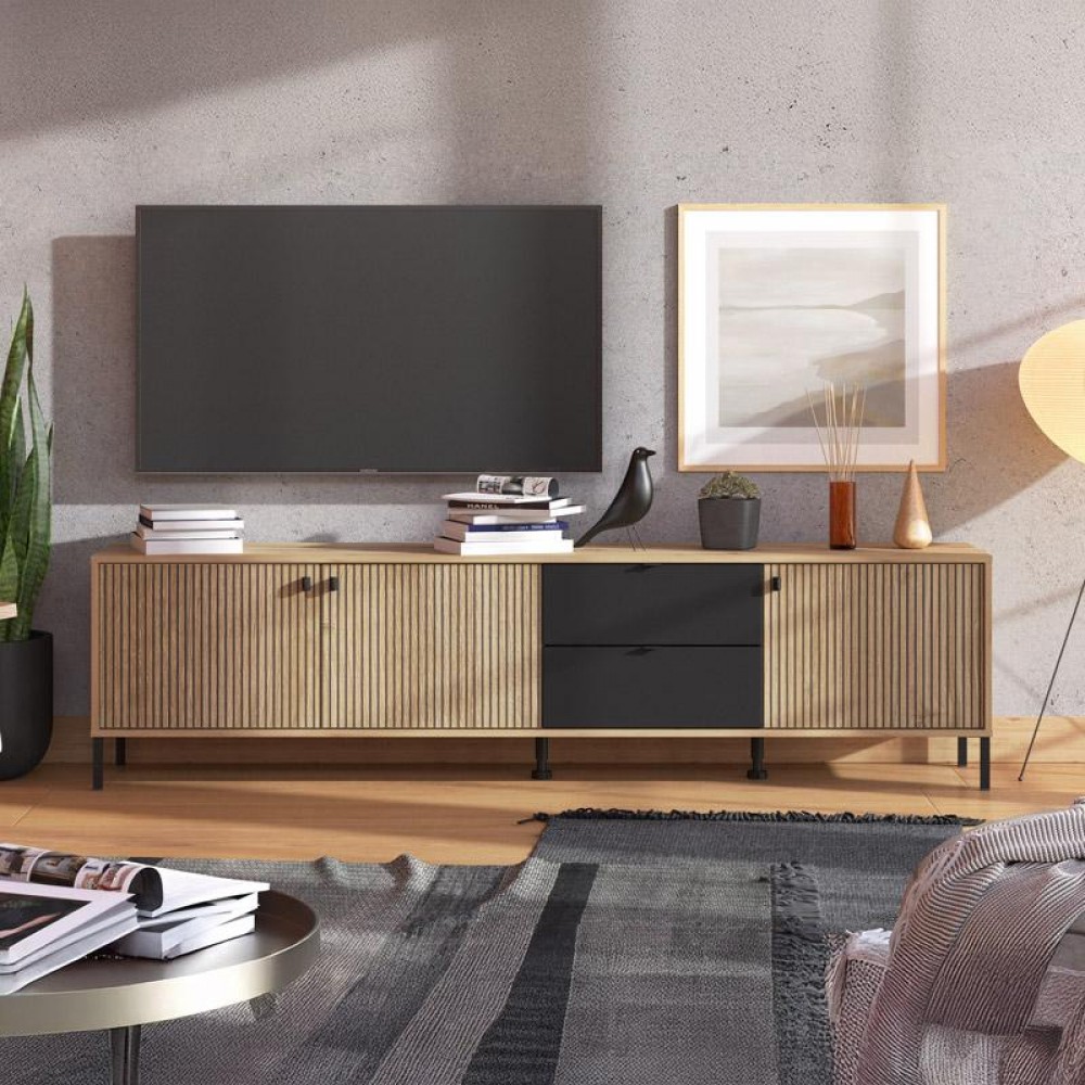 ΕΠΙΠΛΟ ΤΗΛΕΟΡΑΣΗΣ MAYENNE 208 4K2F3V ARTISAN OAK-ΜΑΥΡΟ MAT 208x40x55εκ