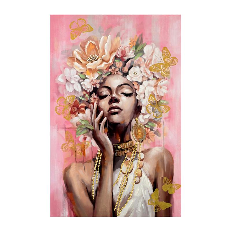 ΠΙΝΑΚΑΣ ΣΕ ΚΑΜΒΑ Fylliana FL0051 ΡΟΖ-ΚΑΦΕ-ΧΡΥΣΟ 80x3x120εκ