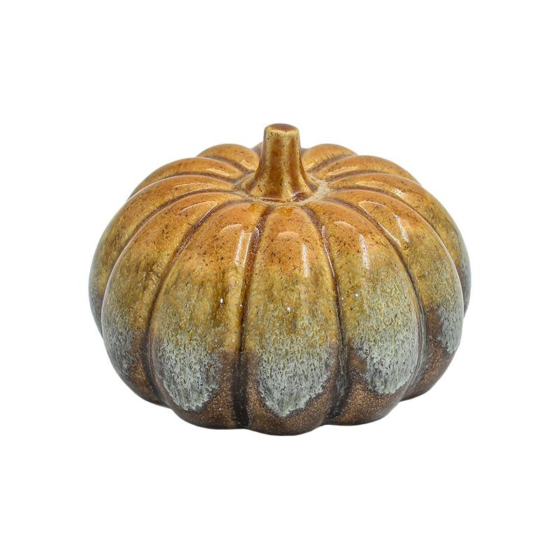 ΚΕΡΑΜΙΚΟ ΔΙΑΚΟΣΜΗΤΙΚΟ Fylliana Pumpkin ΚΑΦΕ-ΜΠΕΖ ΧΡΩΜΑ 15x10εκ