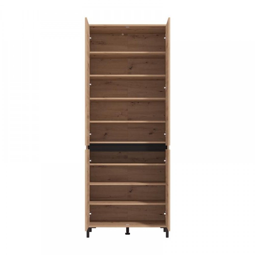 ΠΑΠΟΥΤΣΟΘΗΚΗ FLANNAN 2K4V ARTISAN OAK/ΜΑΥΡΟ MATT ΧΡΩΜΑ 80x40x205εκ