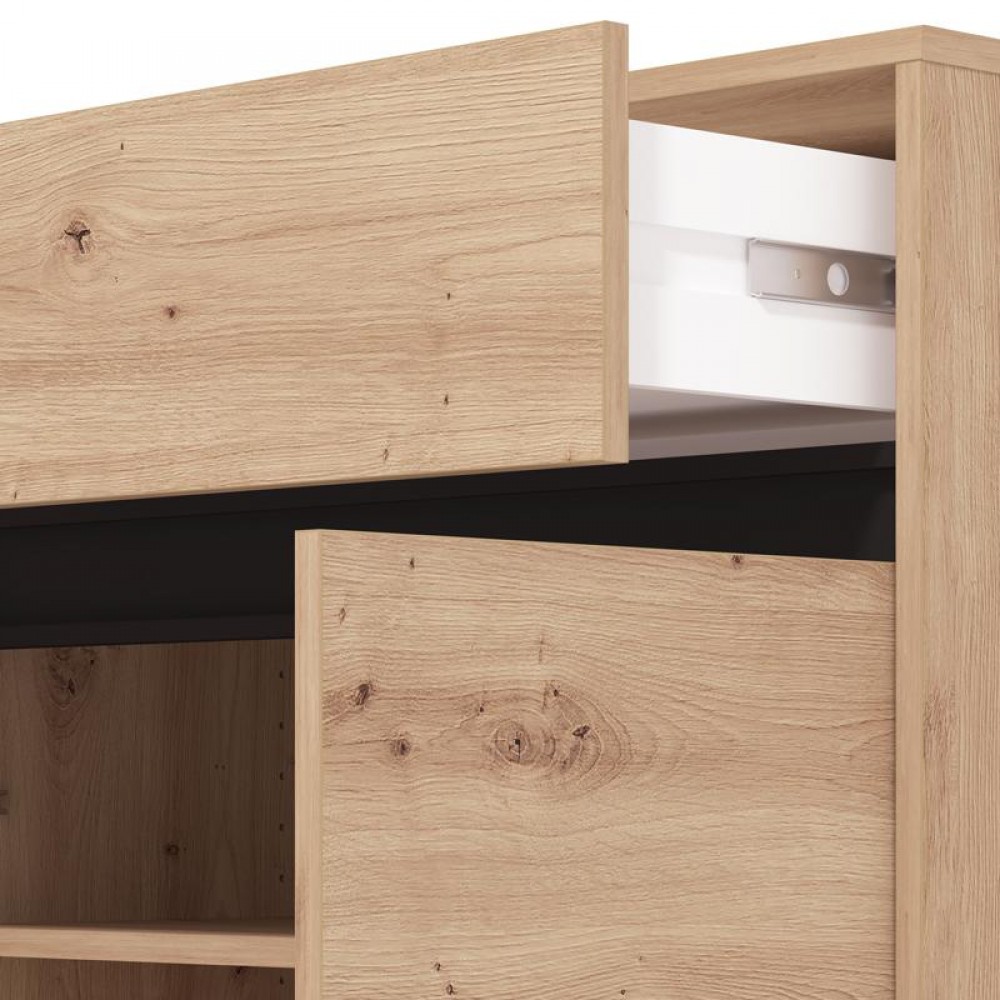 ΠΑΠΟΥΤΣΟΘΗΚΗ FLANNAN 2K1F2V ARTISAN OAK/ΜΑΥΡΟ MATT ΧΡΩΜΑ 80x40x110εκ