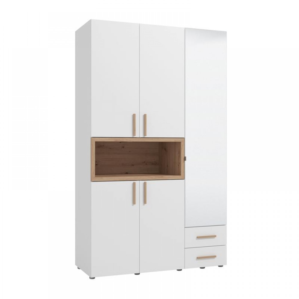 ΝΤΟΥΛΑΠΑ DONALD 3K2F1O h227 ΛΕΥΚΟ/ARTISAN OAK ΧΡΩΜΑ 135x57x227εκ