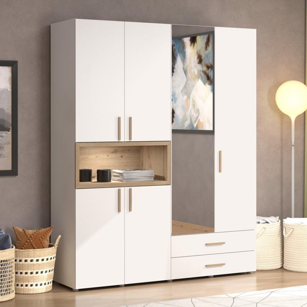 ΝΤΟΥΛΑΠΑ DONALD 4K2F1O h227 ΛΕΥΚΟ/ARTISAN OAK ΧΡΩΜΑ 179x57x227εκ