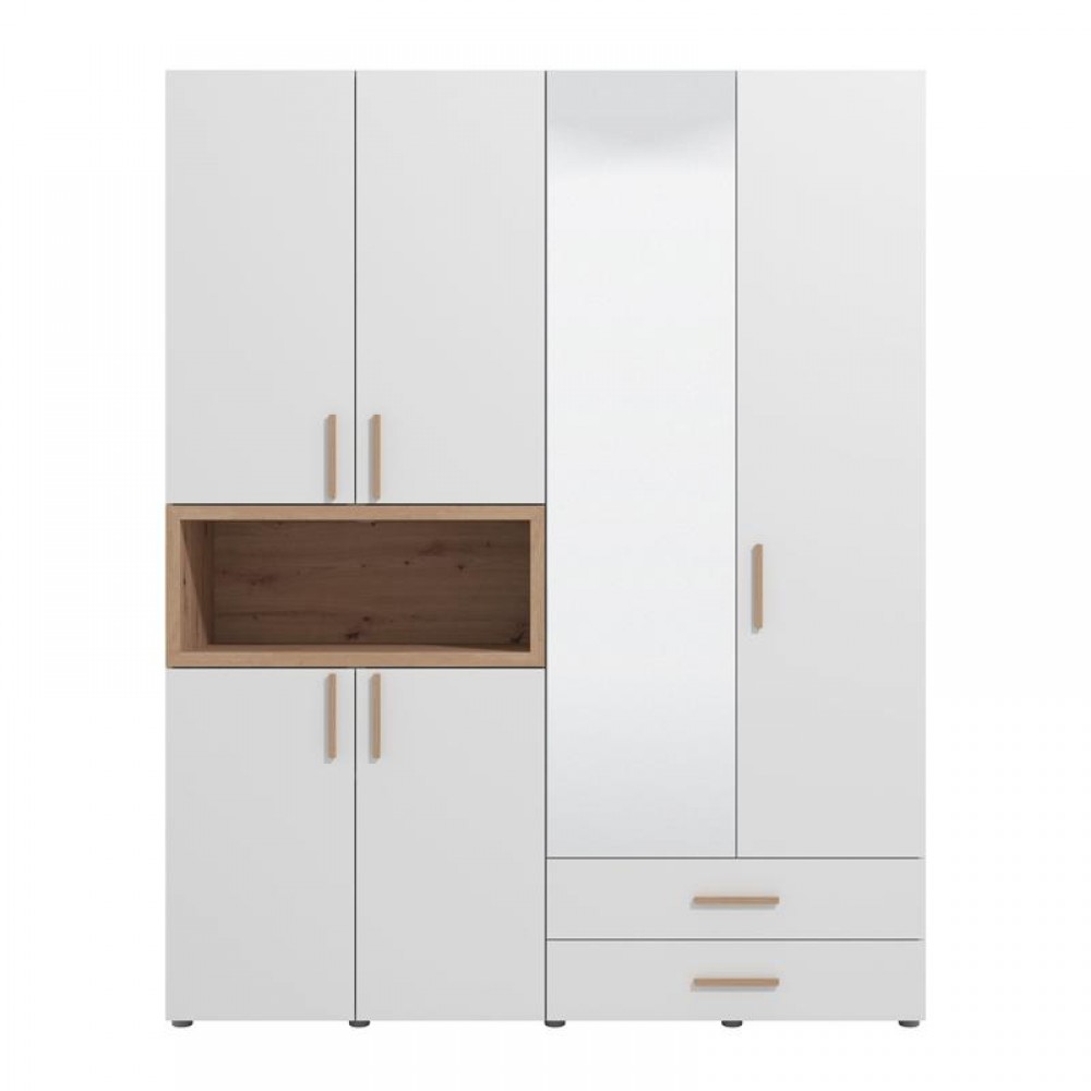 ΝΤΟΥΛΑΠΑ DONALD 4K2F1O h227 ΛΕΥΚΟ/ARTISAN OAK ΧΡΩΜΑ 179x57x227εκ