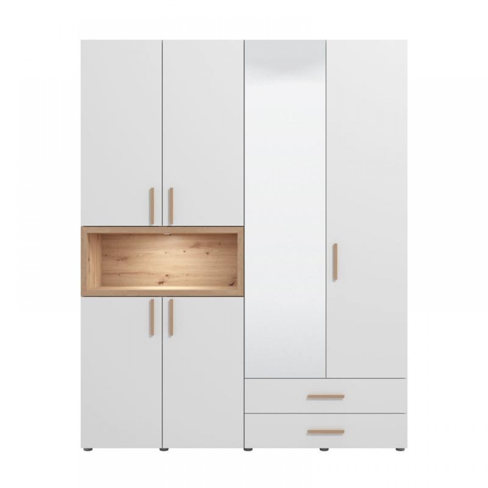 ΝΤΟΥΛΑΠΑ DONALD 4K2F1O h227 ΛΕΥΚΟ/ARTISAN OAK ΧΡΩΜΑ 179x57x227εκ
