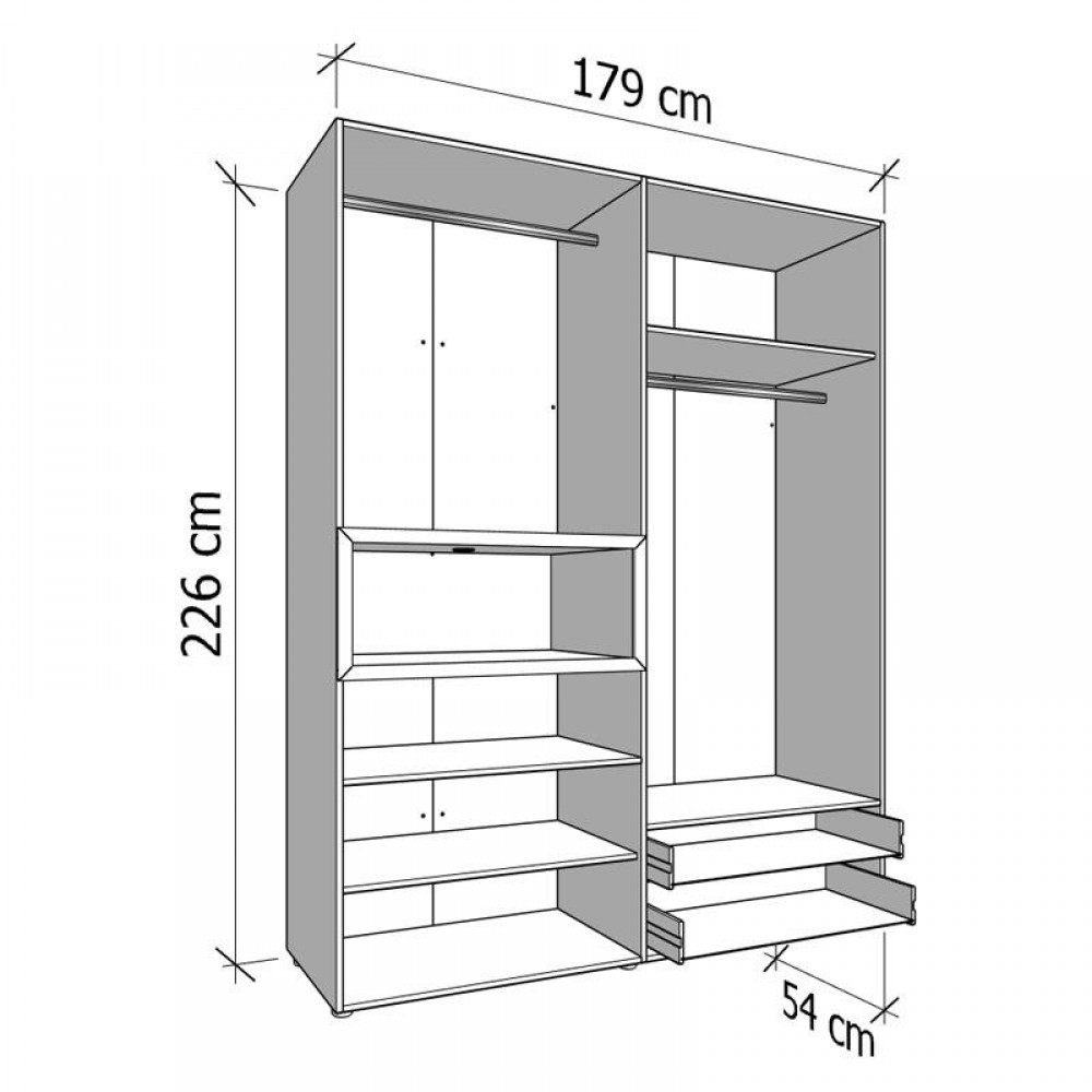 ΝΤΟΥΛΑΠΑ DONALD 4K2F1O h227 ΛΕΥΚΟ/ARTISAN OAK ΧΡΩΜΑ 179x57x227εκ