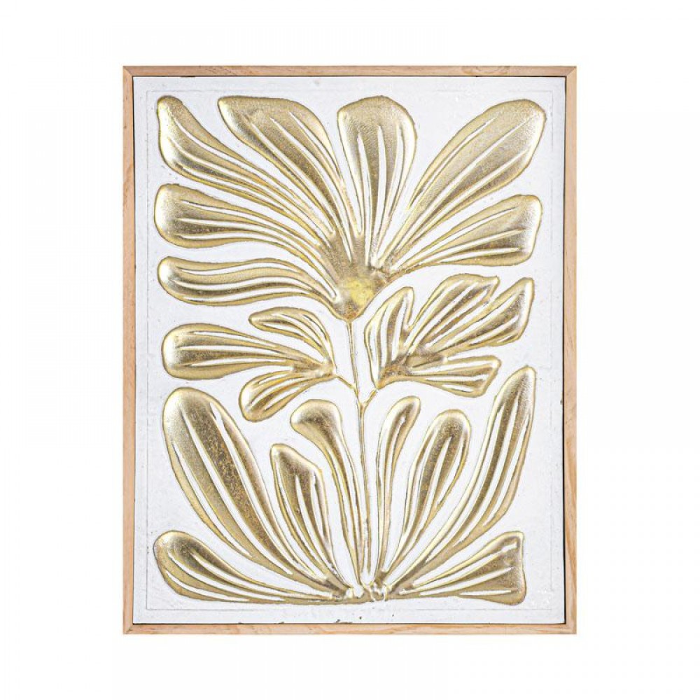 ΜΕΤΑΛΛΙΚΟΣ ΠΙΝΑΚΑΣ ΦΥΛΛΩΜΑΤΑ Fylliana FL1945 ΛΕΥΚΟ-ΧΡΥΣΟ ΧΡΩΜΑ 67x4x86εκ