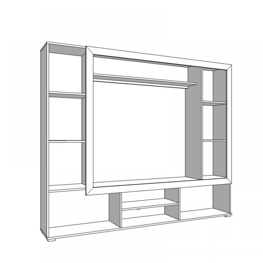 ΚΕΝΤΡΟ ΨΥΧΑΓΩΓΙΑΣ-ΣΥΝΘΕΣΗ LORCA GREY OAK / ΜΑΥΡΟ 195x35x171εκ