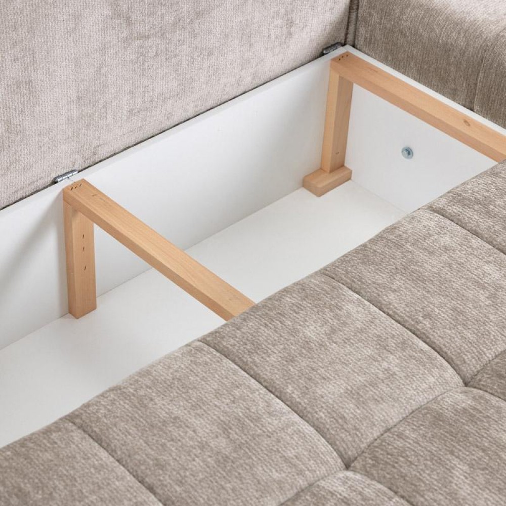 ΓΩΝΙΑΚΟΣ ΚΑΝΑΠΕΣ ΚΡΕΒΑΤΙ BOGOTA ΔΕΞΙΑ ΓΩΝΙΑ ΜΠΕΖ ΧΡΩΜΑ 245x184x80εκ