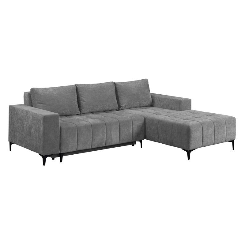 ΓΩΝΙΑΚΟΣ ΚΑΝΑΠΕΣ ΚΡΕΒΑΤΙ BOGOTA ΔΕΞΙΑ ΓΩΝΙΑ ΓΚΡΙ ΧΡΩΜΑ 245x184x80εκ