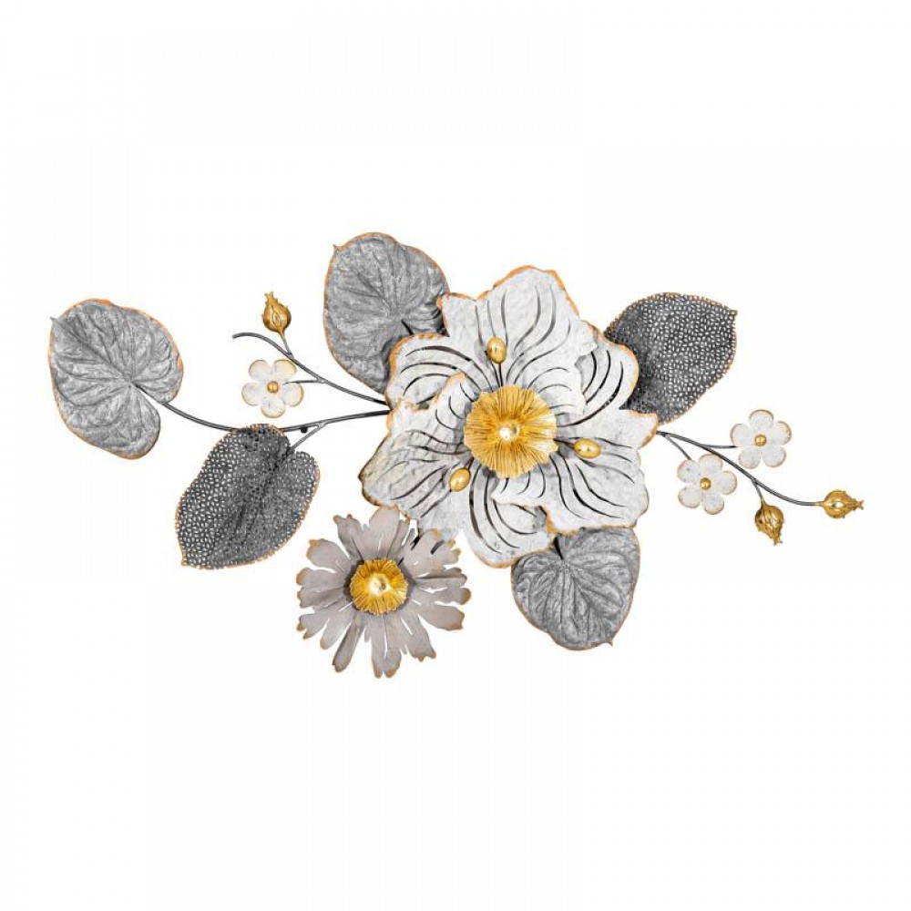 ΜΕΤΑΛΛΙΚΟ ΔΙΑΚΟΣΜΗΤΙΚΟ ΤΟΙΧΟΥ Fylliana FL0399 ΓΚΡΙ-ΛΕΥΚΟ-ΧΡΥΣΟ ΧΡΩΜΑ 90x7x48εκ